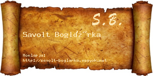 Savolt Boglárka névjegykártya